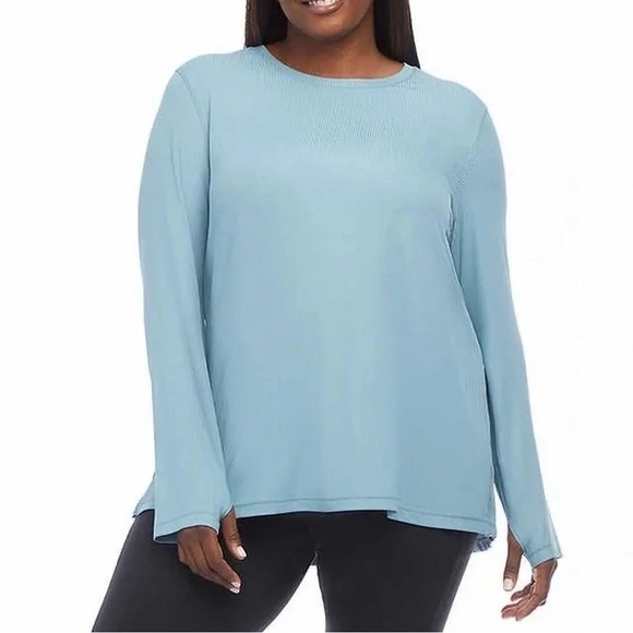 Danskin NWT Smoke Blue Ultimate Rib Long Sleeve Tee XXL - Picture 1 of 15